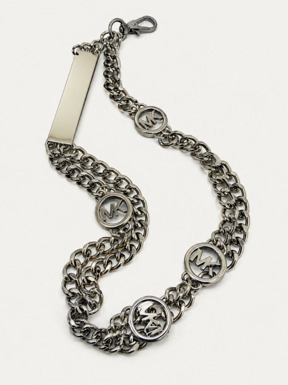 Michael Kors Silver Chain Belt MK Logo Medallion S/M NWT